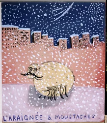 Spindeln med mustasch, illustration till den handskrivna diktsamlingen "La Menagerie de Tristan" av Robert Desnos, 1932